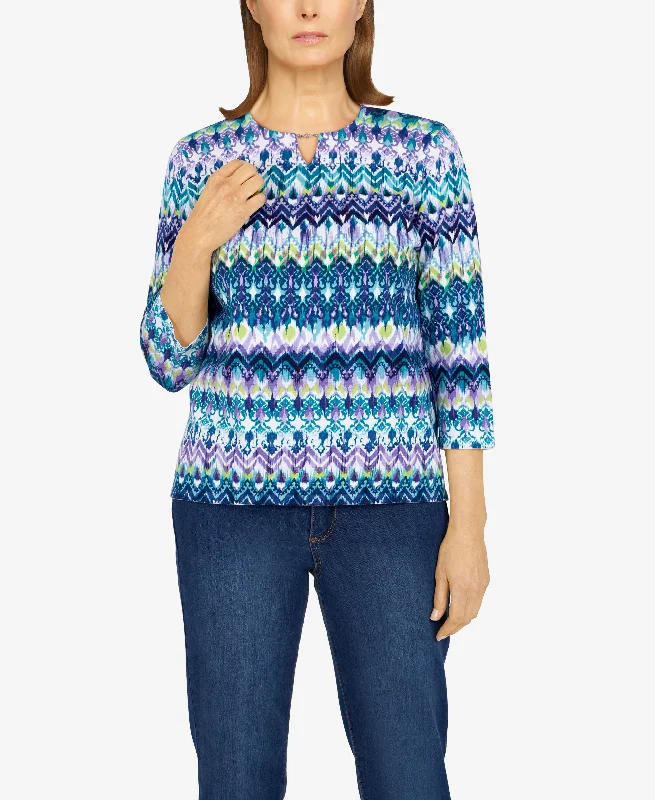 Alfred Dunner Plus Size Classics Biadere Print Sweater Stylish Fashionable Trendy