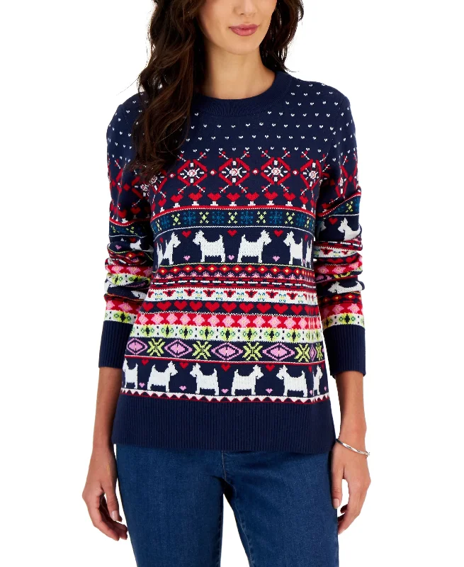 Charter Club Petite Fair Isle Sweater Stretchy Elastic Breathable
