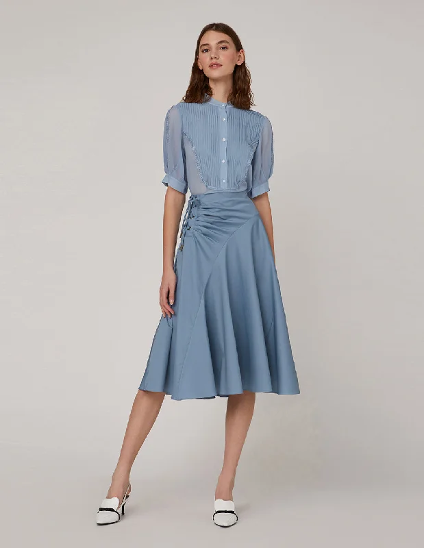 MARYLING Flared pleats umbrella hem skirt corduroy skirt durable