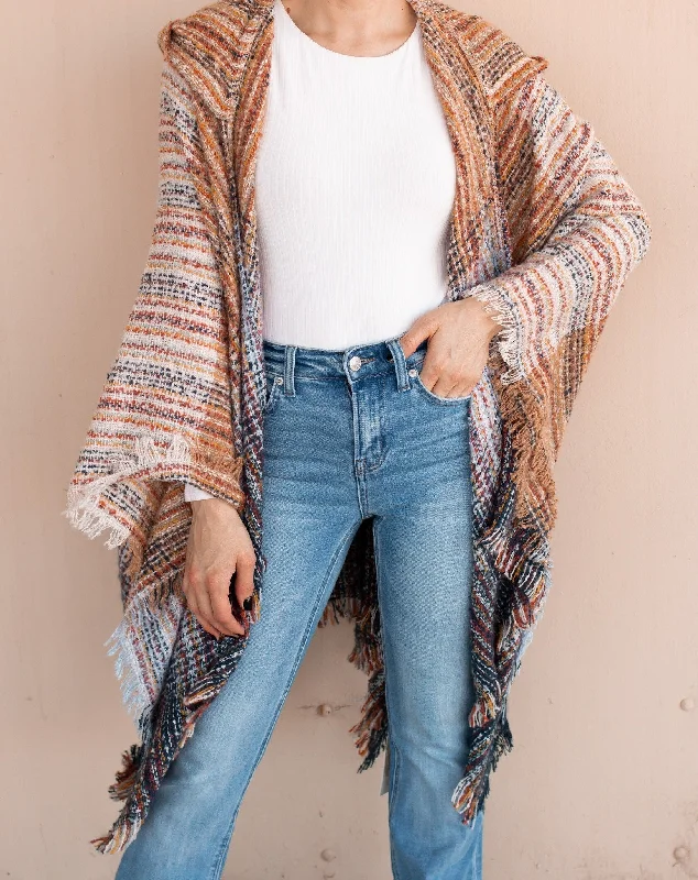 Blue Skies Tahoe Knit Poncho w/Hoodie Hoodie Jacket Zipper Layering
