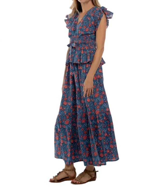Willow Skirt In Blue corduroy skirt durable
