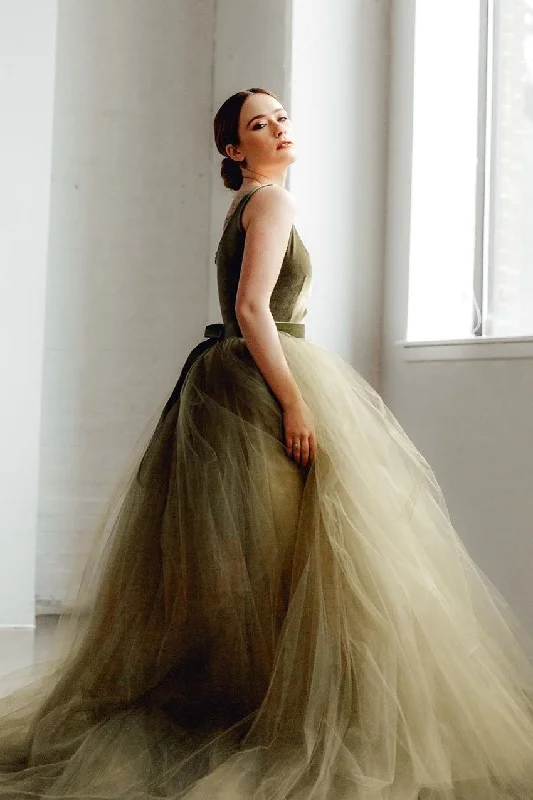 Velvet Tank Top Prom Dresses with Tulle Skirt ivory tank top