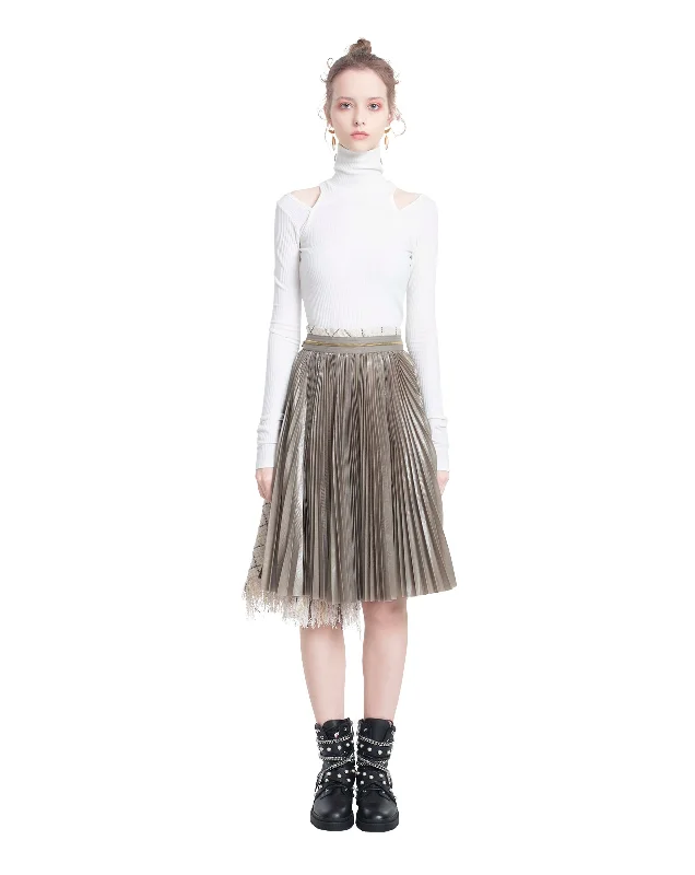 Panelled Pleated Tweed Skirt wrap skirt elegant