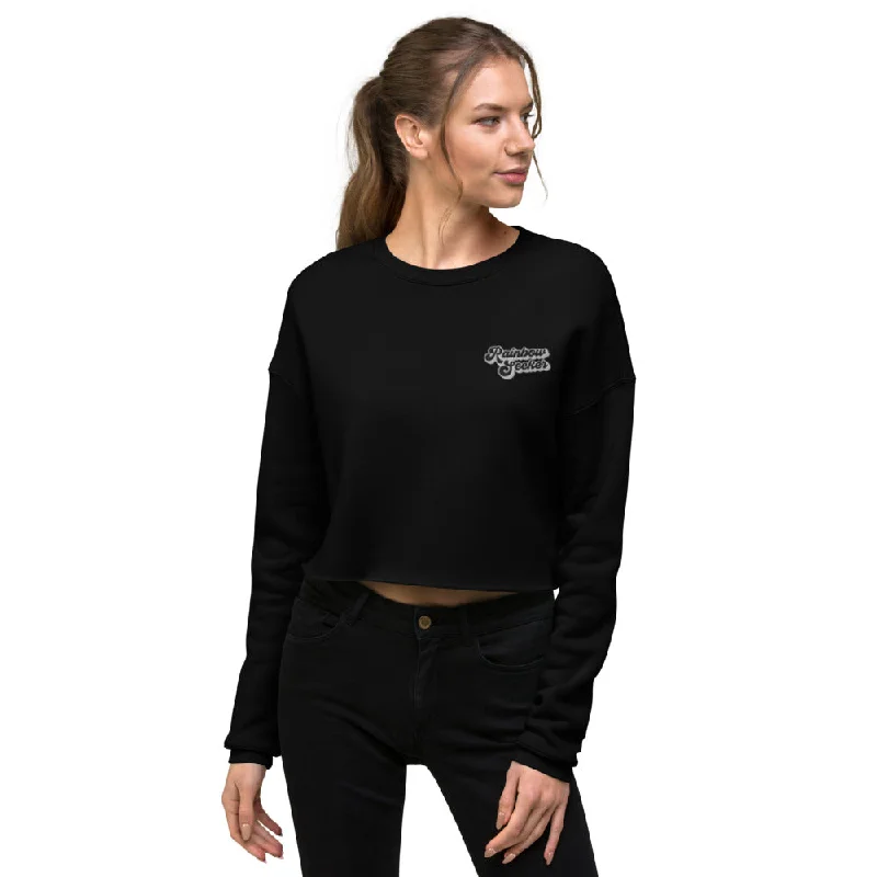 Rainbow Seeker — Crop Sweatshirt Hoodie with Hem Patch Decorative Personalized