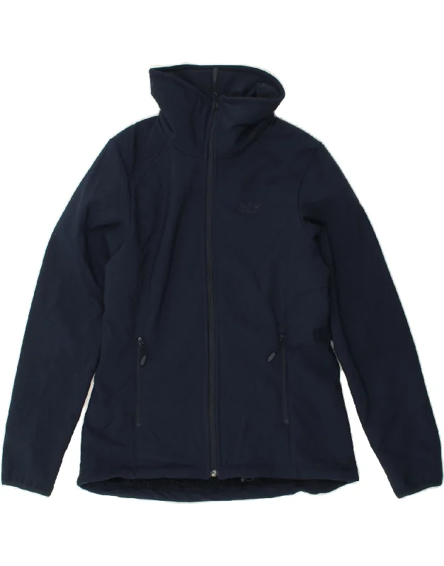 JACK WOLFSKIN Womens Windbreaker Jacket UK 12 Medium  Navy Blue Polyester Belted Jacket Elasticated Jacket Padded Jacket