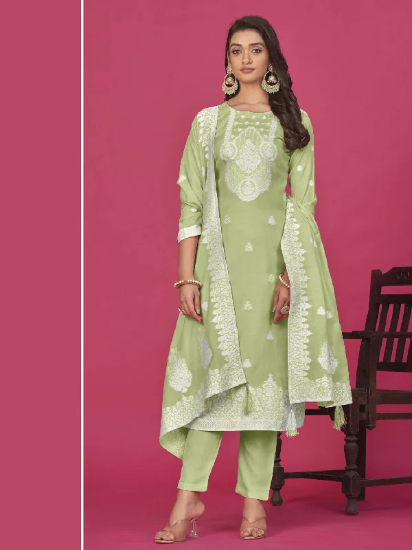 Pista Organza Pant Suit With Wevon Designer Baadla Work Soft Sweatpants Style