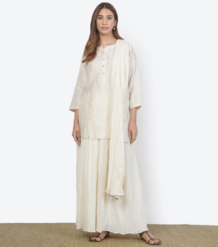 Ivory Chanderi Kurta & Skirt Set relaxed fit skirt