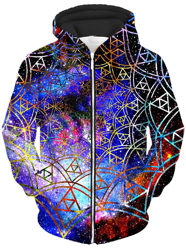Fractal Unisex Zip-Up Hoodie Hoodie with Strings Custom Fit Adjustable
