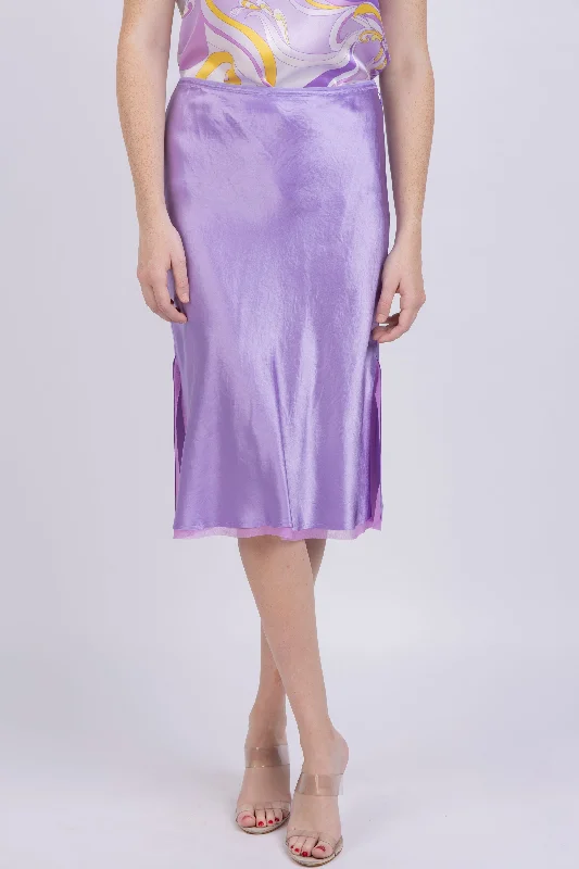 Vince Chiffon Trim Slip Skirt in Sugar Plum cashmere skirt rich