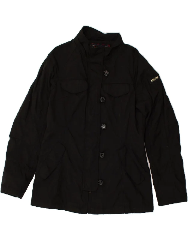 WOOLRICH Womens Windbreaker Jacket UK 14 Large Black Nylon Nylon Fabric Polyester Fabric Spandex Fabric