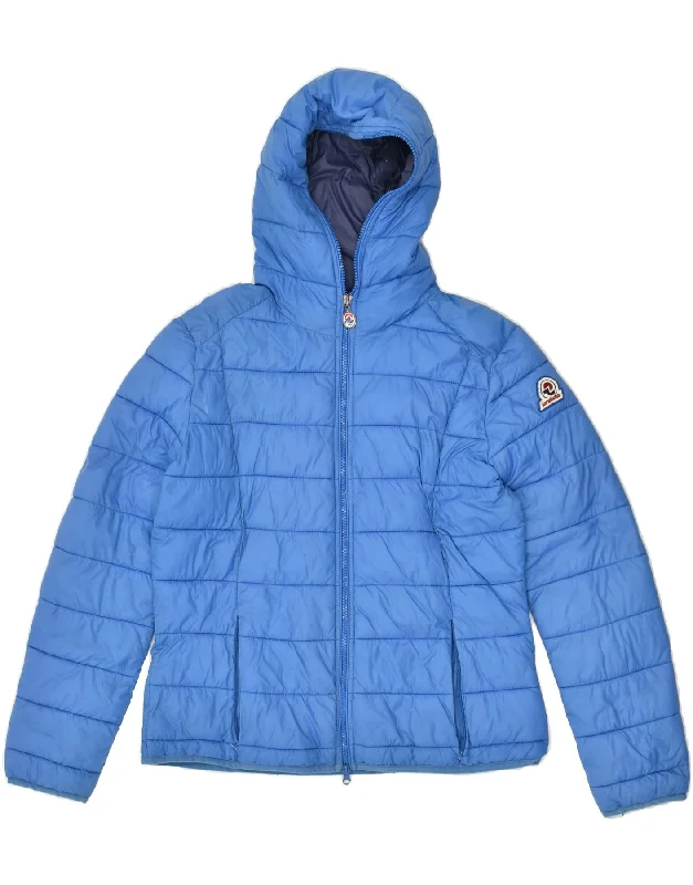 INVICTA Womens Hooded Padded Jacket UK 18 XL Blue Polyester Trench Coat Raincoat Waterproof Jacket