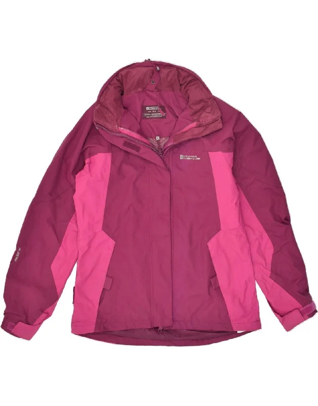 MOUNTAIN WAREHOUSE Womens Loose Fit Hooded Rain Jacket UK 10 Small Pink Stand-Up Collar Roll-Neck Collar Turtle Neck