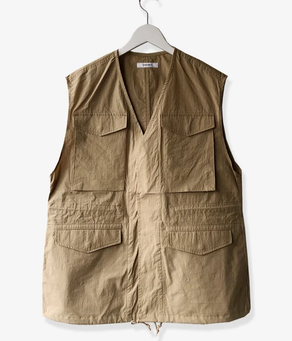 PHEENY/COTTON NYLON DUMP FIELD JACKET VEST(SAND) Cardigan Sweater Pullover