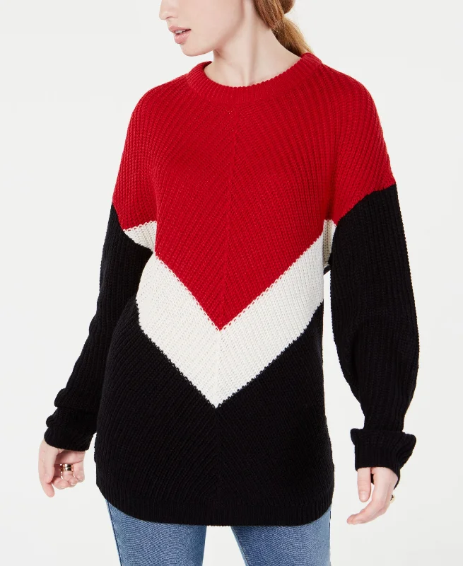 Planet Gold Juniors Colorblocked Chevron Sweater Tailored Straight A-Line