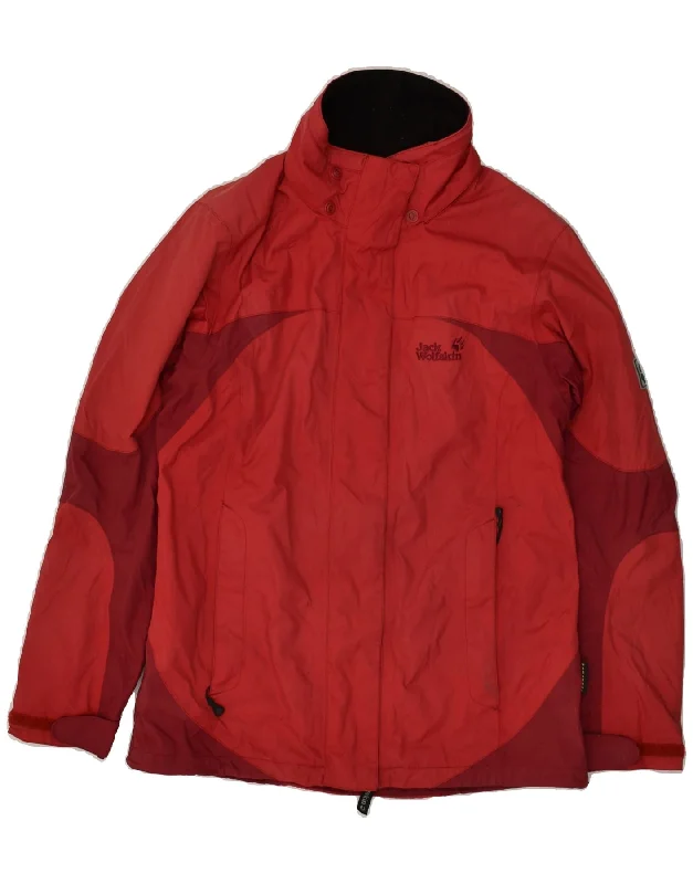 JACK WOLFSKIN Womens Windbreaker Jacket UK 10 Small Red Colourblock Quilted Jacket Puffer Jacket Insulated Jacket