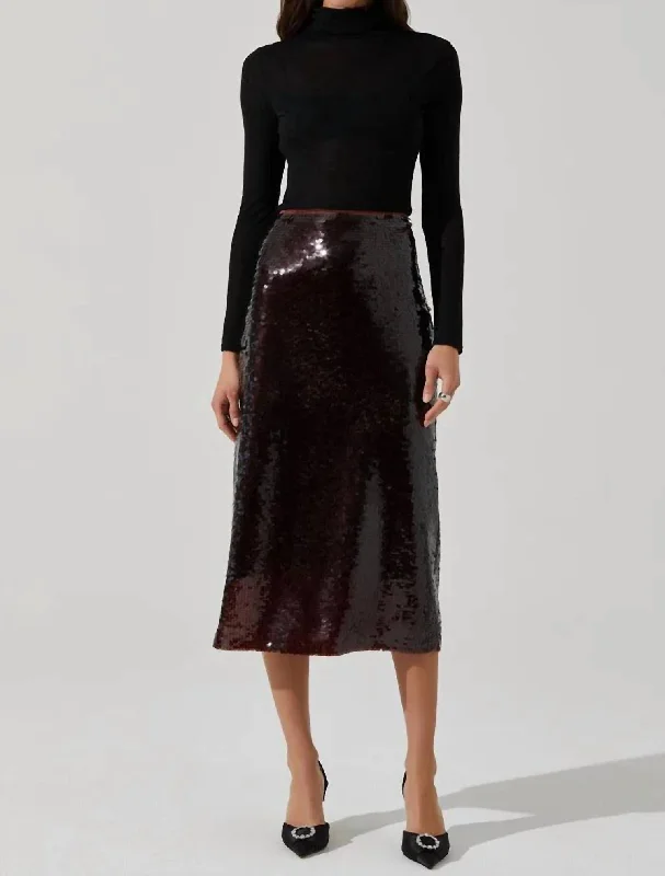 Dova Skirt In Brown flowy skirt hem