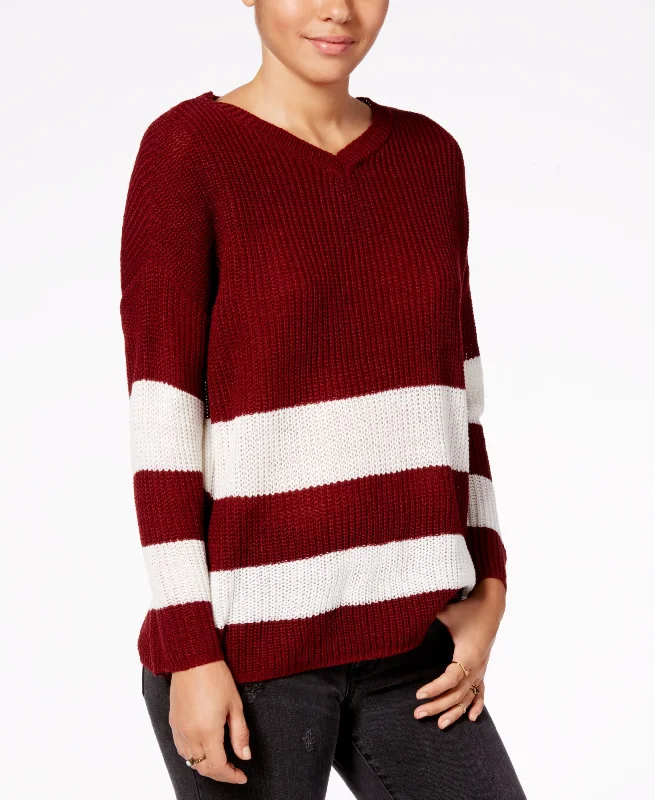 Ultra Flirt By Ikeddi Juniors Striped Slouchy Sweater Cable Knit Ribbed Knit Lace Knit