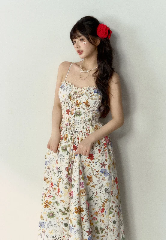 Colorful Flower Print Hem Lace Dress BBB0037 Floral Print girly