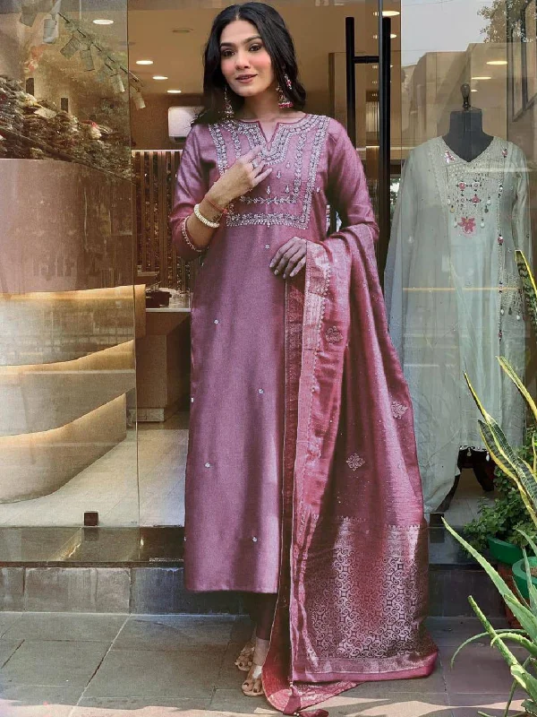 Onion Trendy Designer Readymade Pant Suit With Embroidery Work Classic Cropped Pants