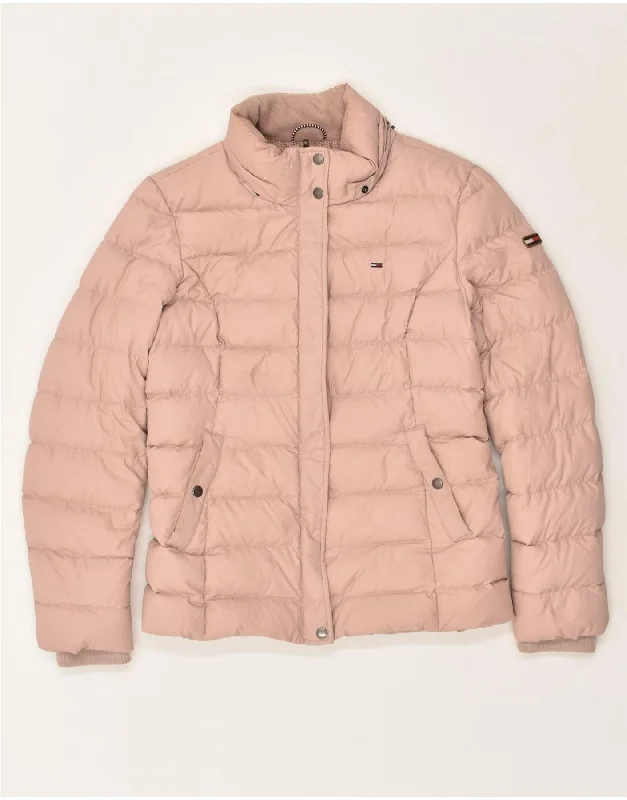 TOMMY HILFIGER Womens Padded Jacket UK 14 Medium Pink Polyester Nylon Jacket Polyester Jacket Spandex Jacket
