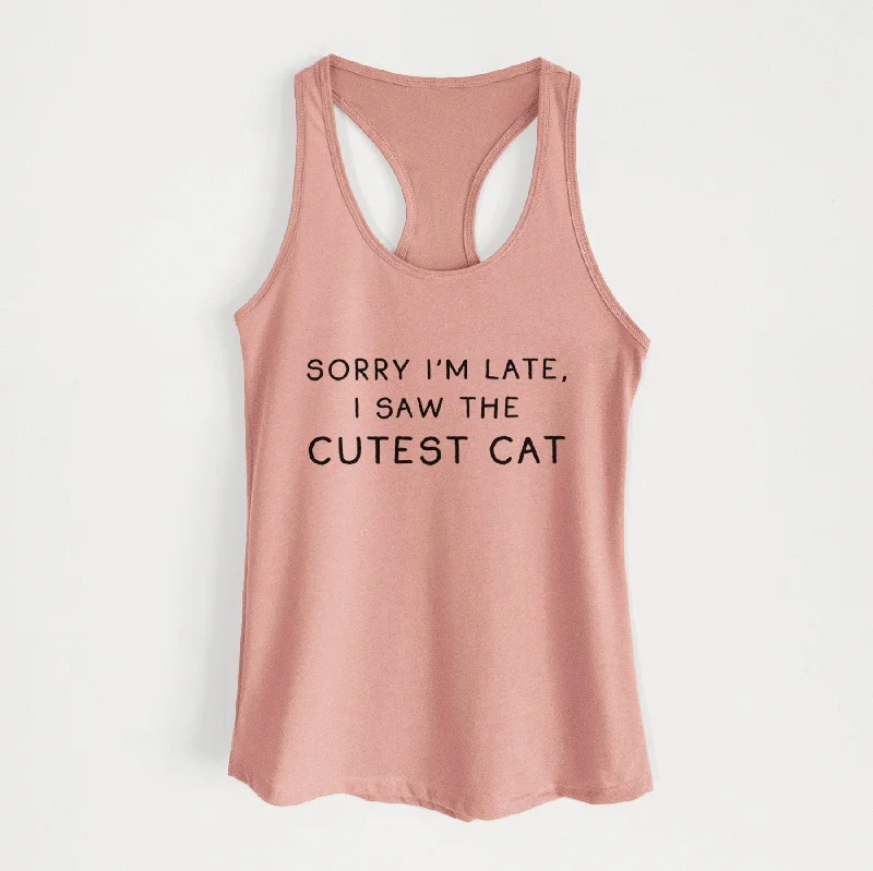 Sorry I'm Late, I Saw the Cutest Cat - Women's Racerback Tanktop navy tank top