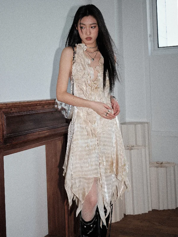Fairy Style Tie-dyed Halter Neck Backless Irregular Dress JNY0155 Tunics Luxurious high-end