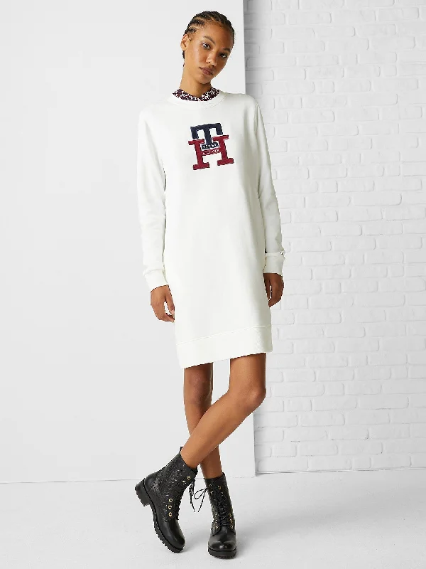 Tommy Hilfiger Th Monogram Fleece Dress - Women Tunics Distressed trendy