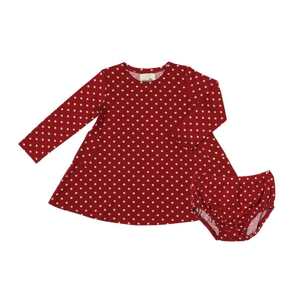 Leena Dress in Burgundy Polka Dot