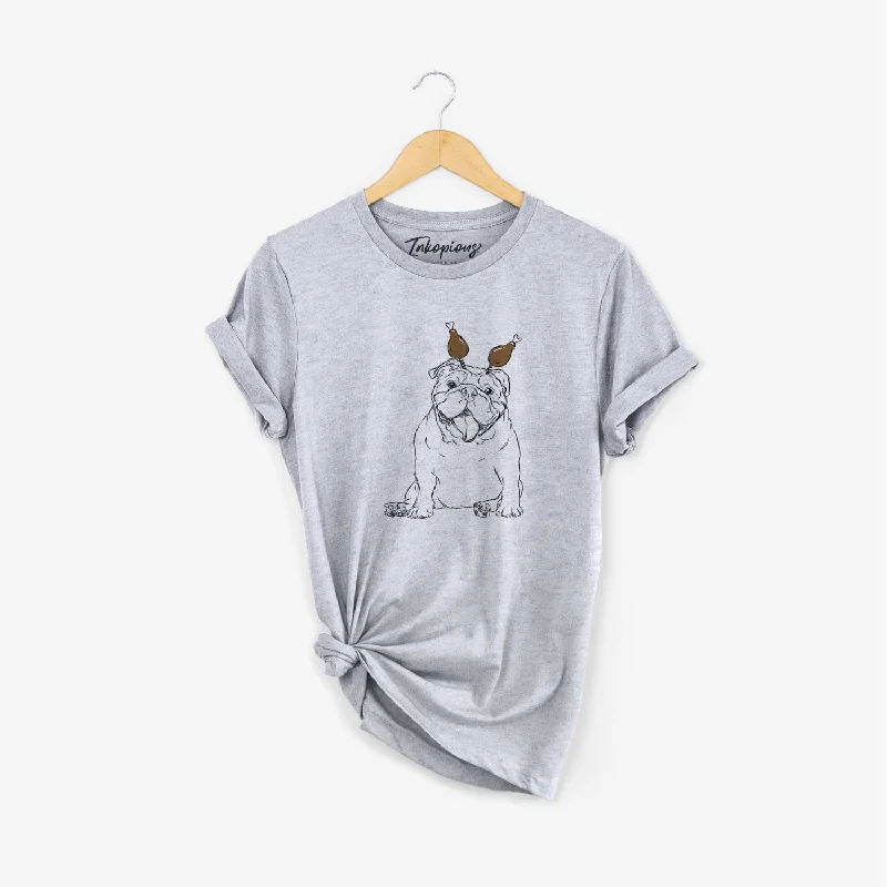 Thanksgiving Tank the English Bulldog - Unisex Crewneck teal tank top