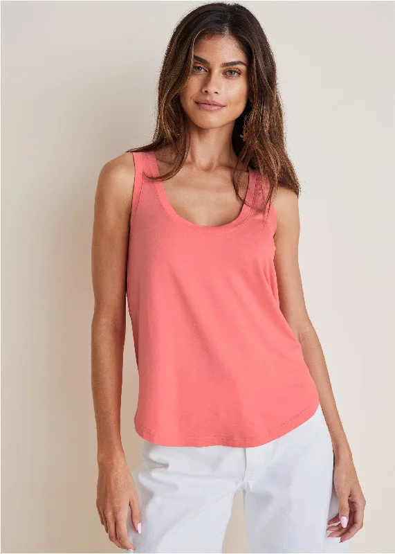 Scoop Neck Tank - Coral athletic tank top