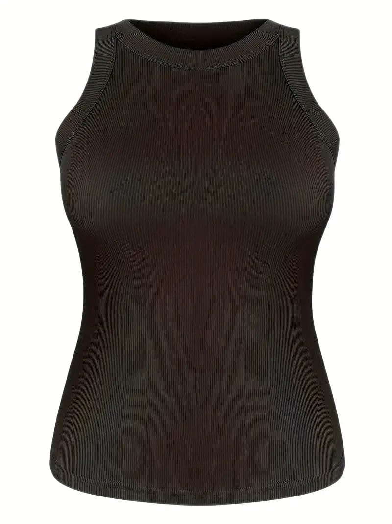 Fitted Ribbed Tank Top coral tank top