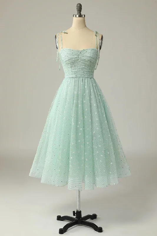 Agave A-line Tie Bow Straps Applique Pleated Mini Homecoming Dress