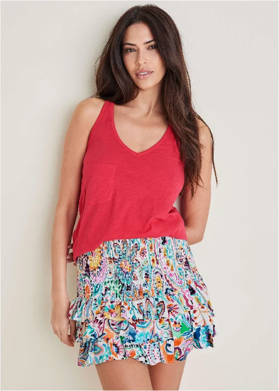 Racerback Pocket Tank - Dark Pink stretchy tank top