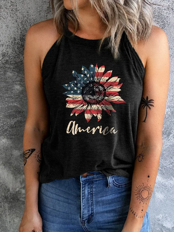 Black Tank Top with Patriotic Design rhinestone tank top