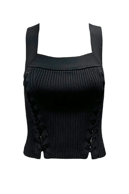 Simkhai Nelly Tank Top - Black lace tank top