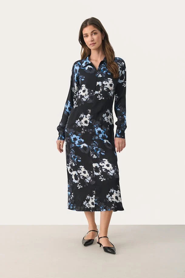 PART TWO LAMIYA DRESS DK NAVY BLURRED FLOWER