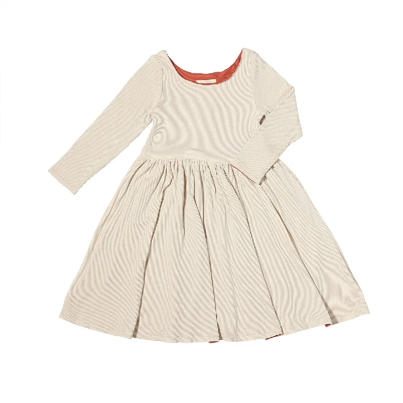 Teagan Dress Reversible in Oatmeal and Pumpkin