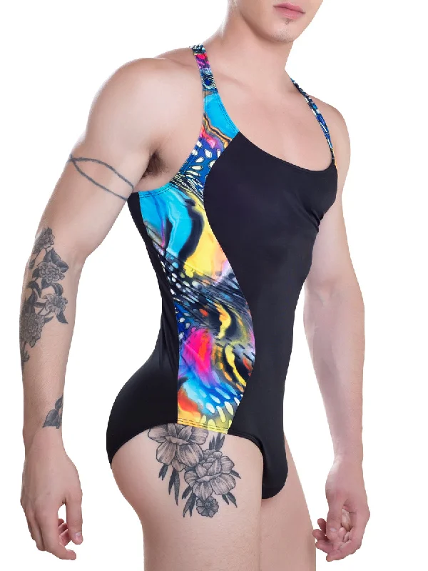 Sculpted Tank Swimsuit neon tank top