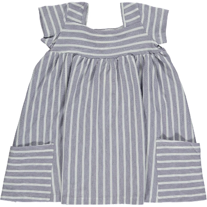 Rylie Dress in Purple Ivory Stripe