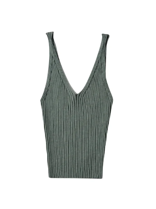 Costa Brava Rib Knit Tank Sage comfortable tank top