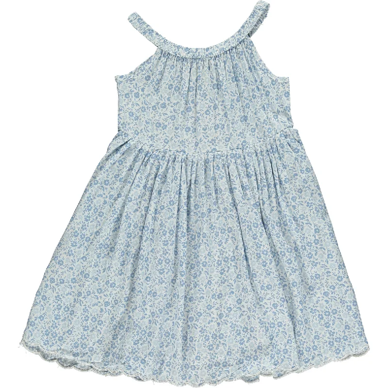 Stella Dress in Blue Ditsy Floral