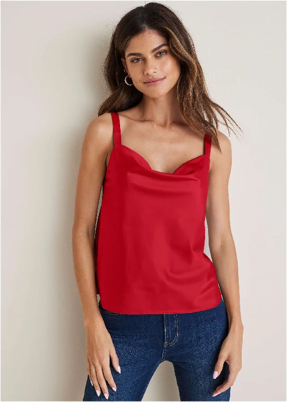 Cowl Neck Tank - Red sleep tank top