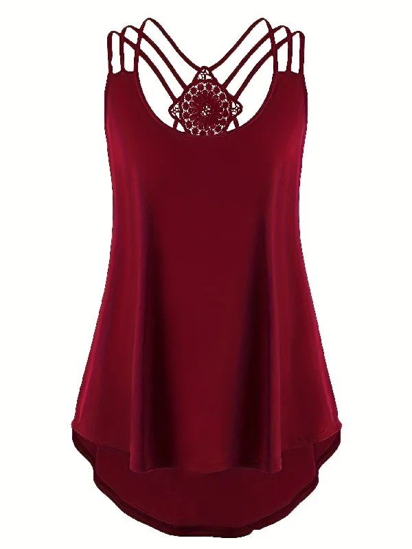 Casual Loose-Fit Criss Cross Cami Tank crossback tank top