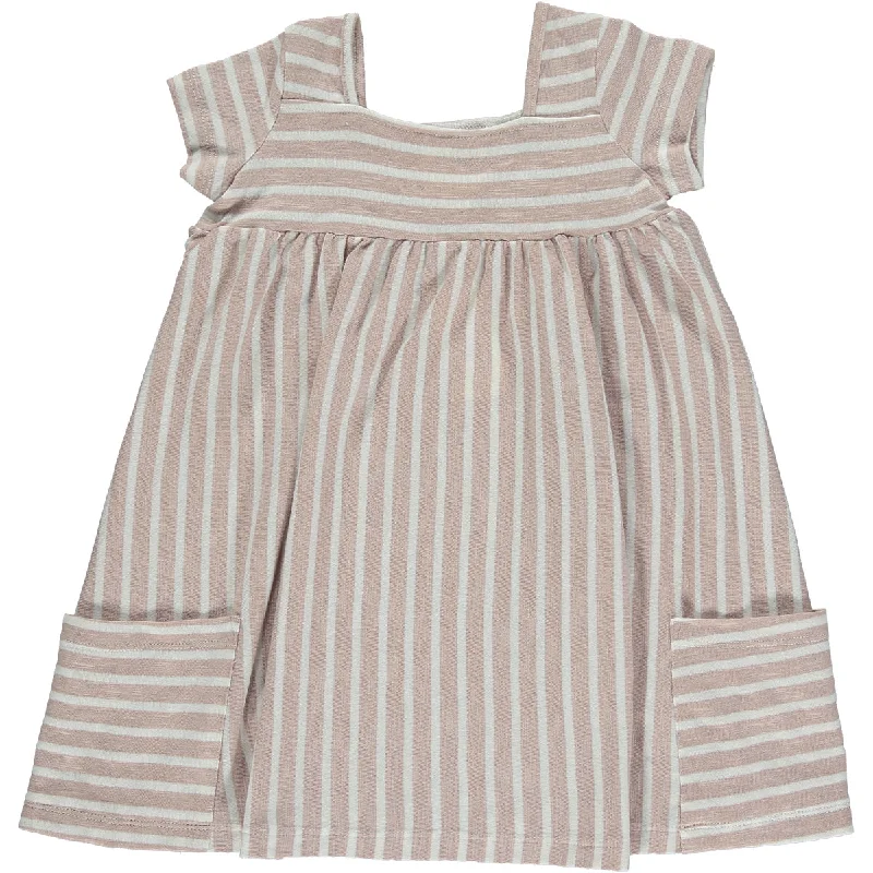 Rylie Dress in Lavender Ivory Stripe