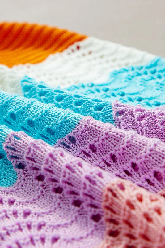 Rainbow Color Block Knit Tank Top lace tank top