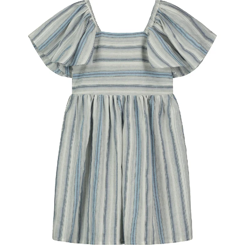 Hallie Dress in Blue Mini Multi Stripe