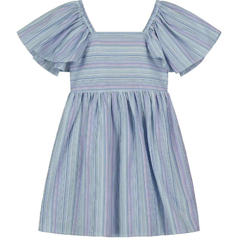 Hallie Dress in Lavender Stripe
