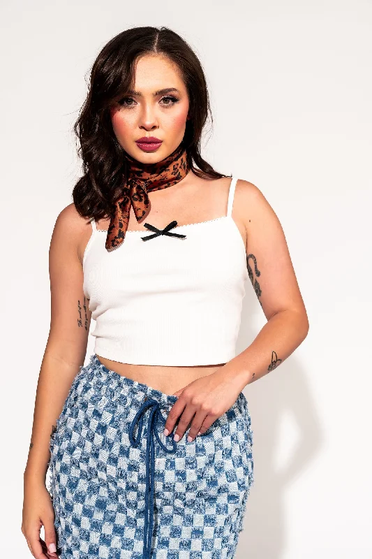 LOML Bow Tank in White slim fit tank