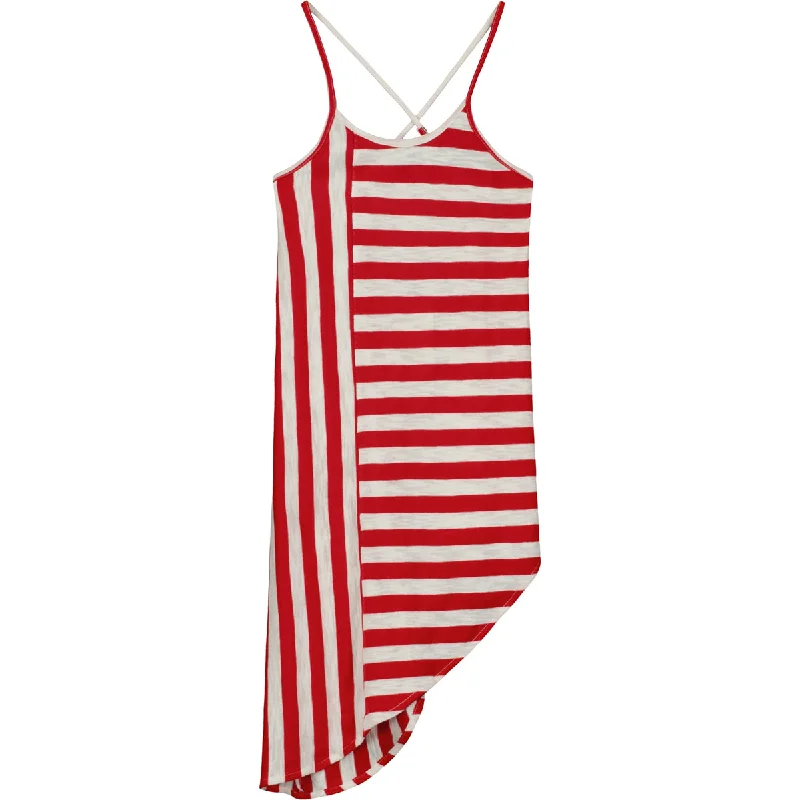 Cindy Dress in Red Ivory Stripe