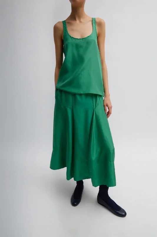 Tibi Silk Habotai Tank Top - Green Tea long tank top